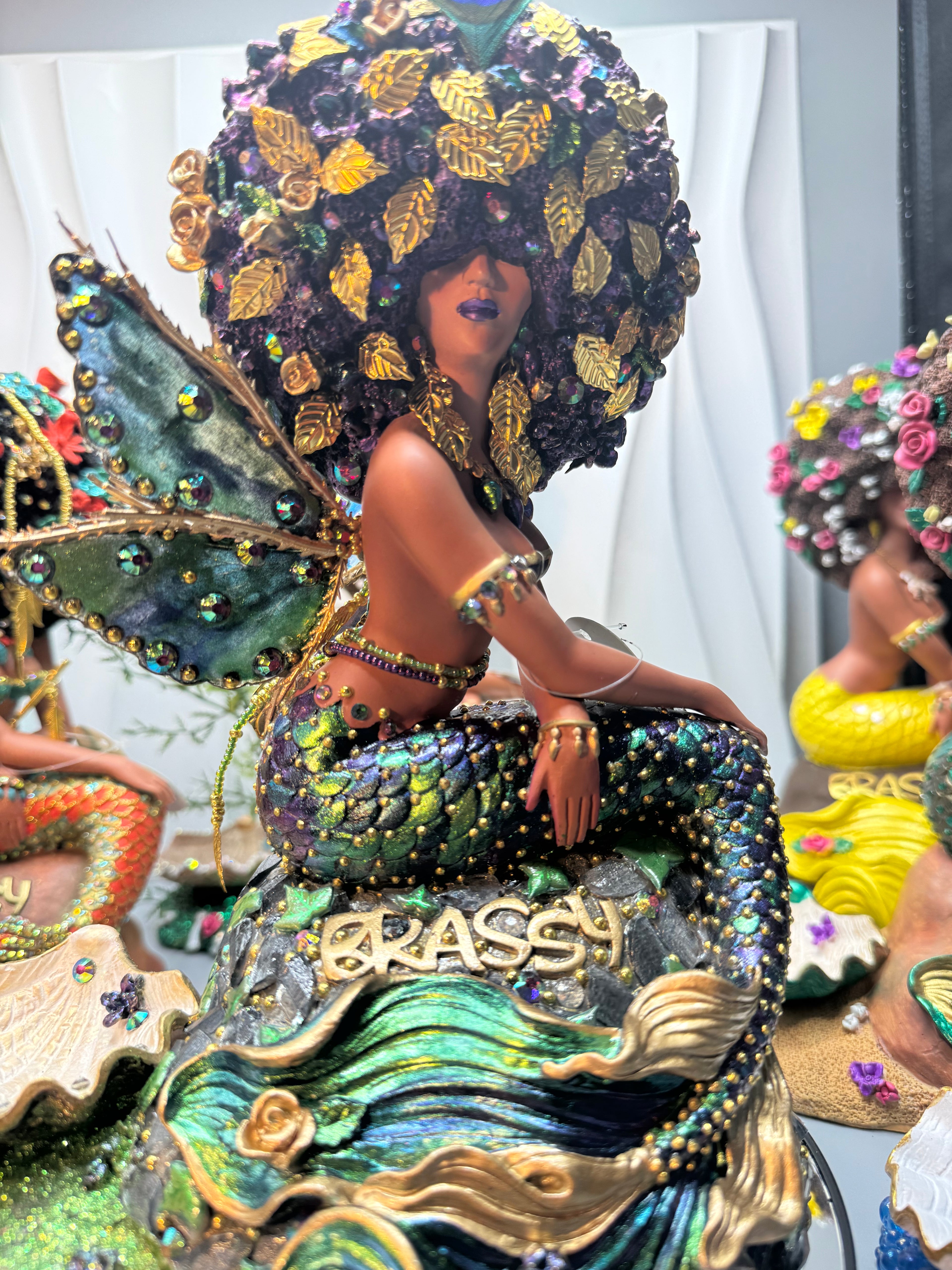 Becoming Peacock Brassy | One~of~a~Kind Black Mermaid Statue