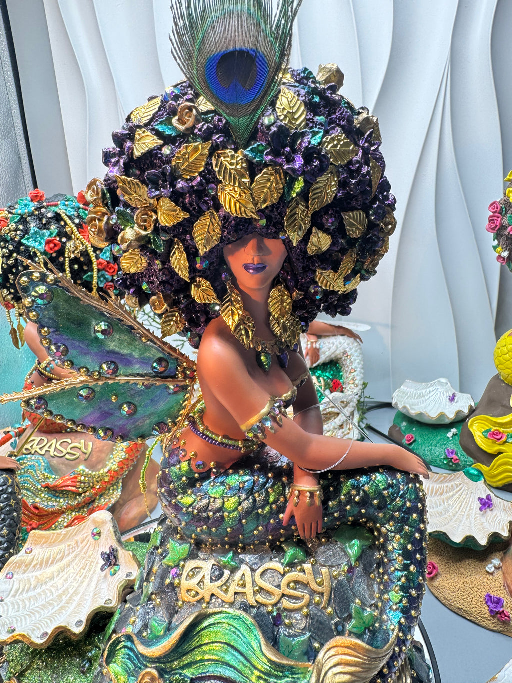 Becoming Peacock Brassy | One~of~a~Kind Black Mermaid Statue