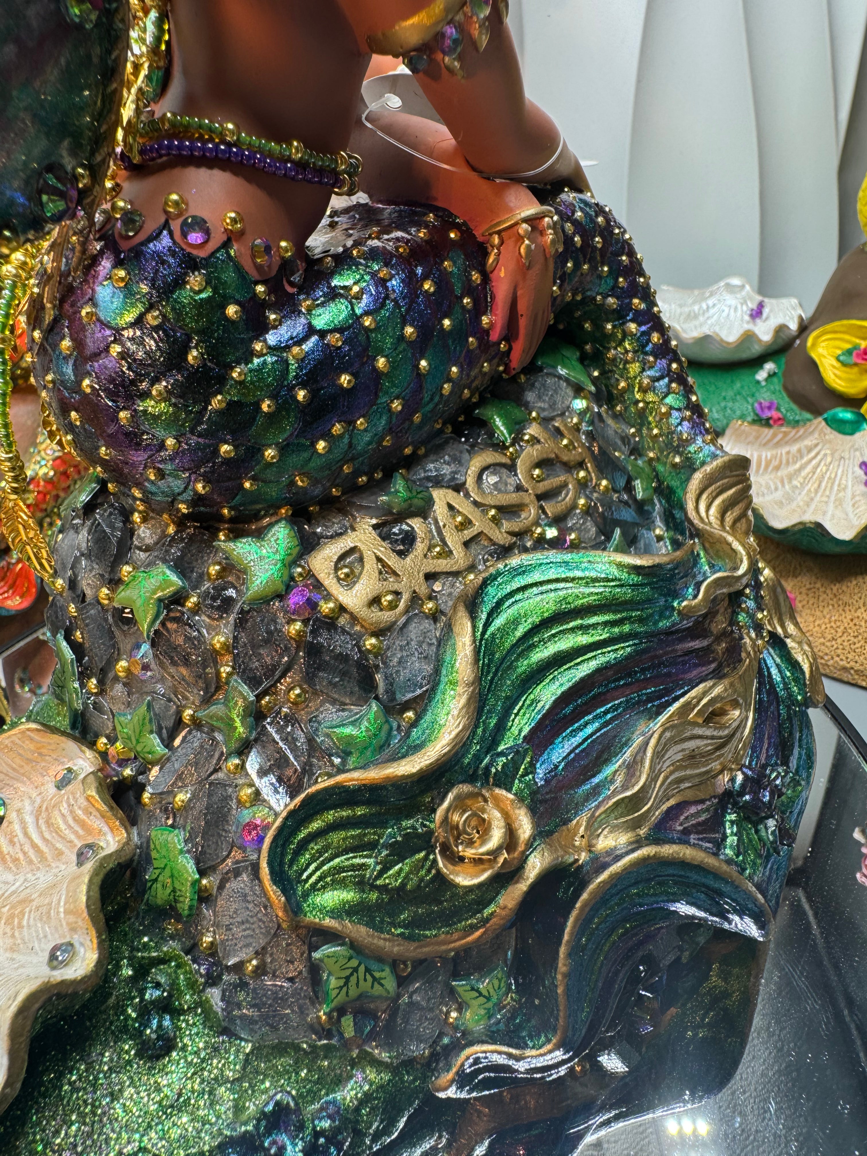 Becoming Peacock Brassy | One~of~a~Kind Black Mermaid Statue