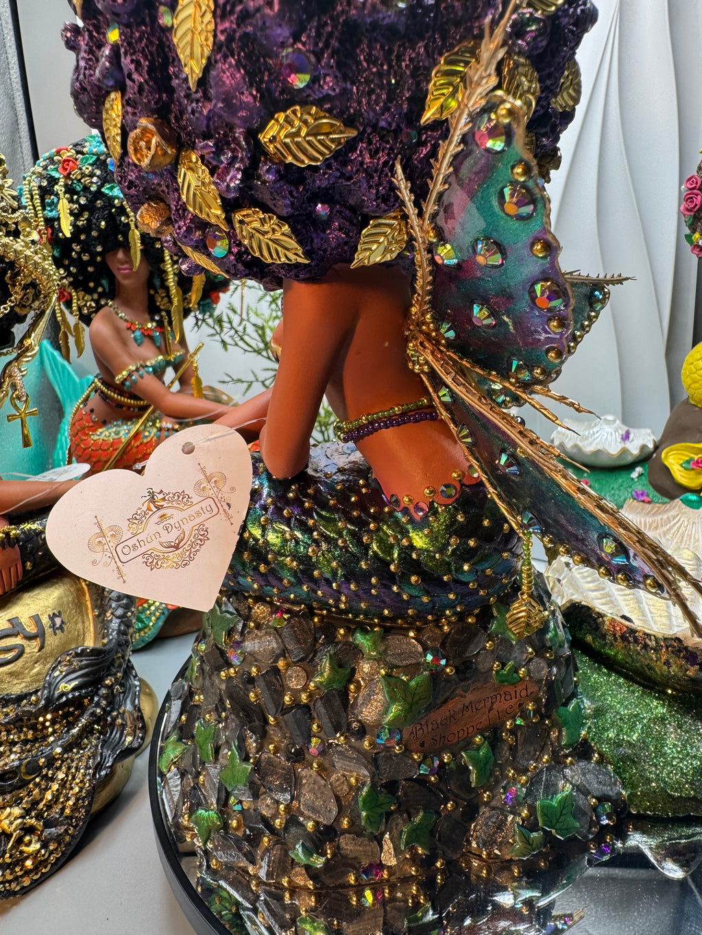 Becoming Peacock Brassy | One~of~a~Kind Black Mermaid Statue