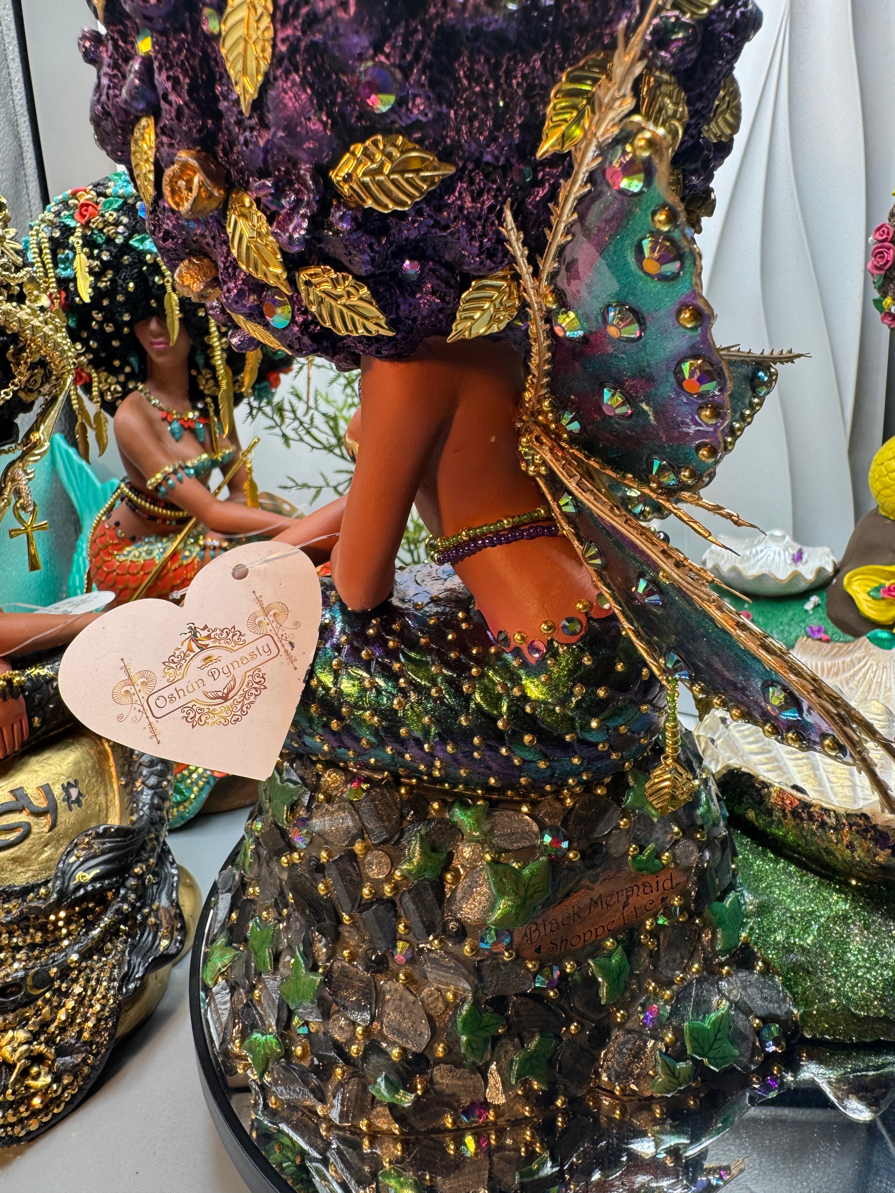 Becoming Peacock Brassy | One~of~a~Kind Black Mermaid Statue