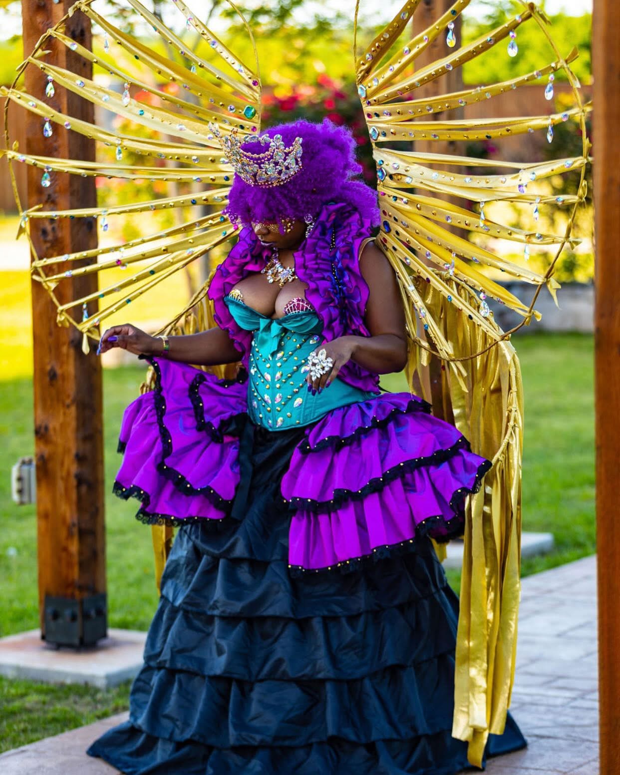 Clover Jené Mermaid wearing a fully handmade OC cosplay fantasy look for the Black Faeday Gala, owner of Enchanted Roots & Wonders
