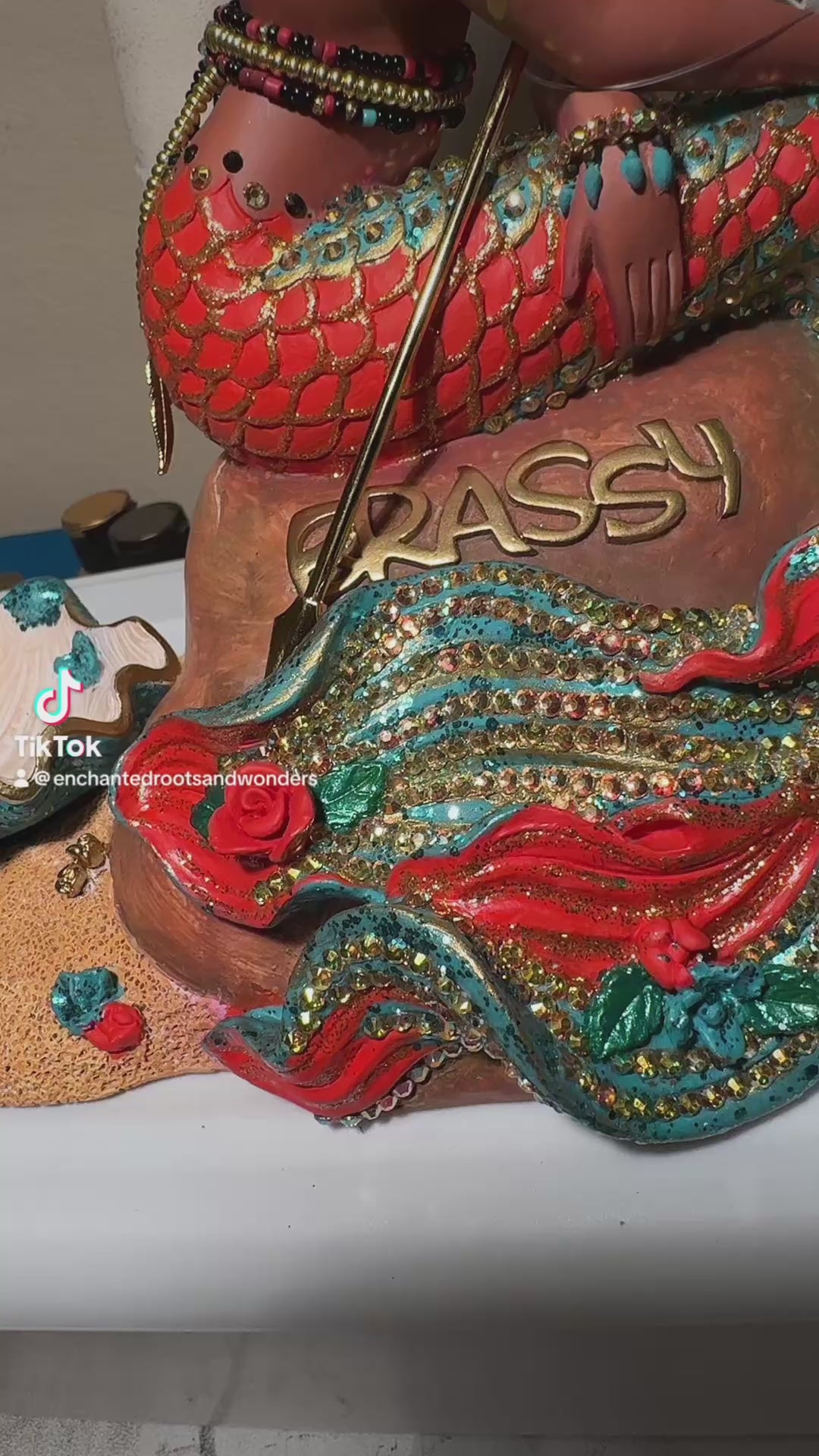 Becoming Native American inspired Brassy | One~of~a~Kind Black Mermaid Statue