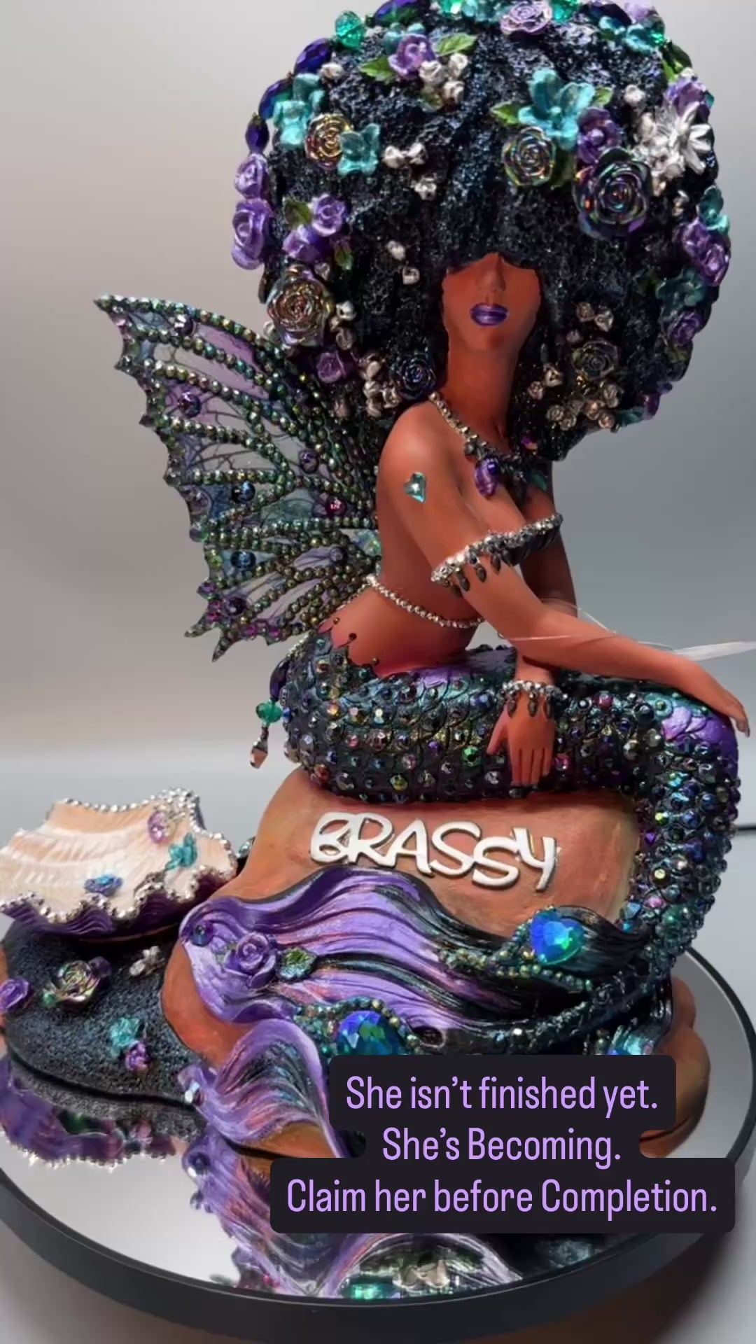 Becoming Oil slick Brassy | One~of~a~Kind Black Mermaid Statue